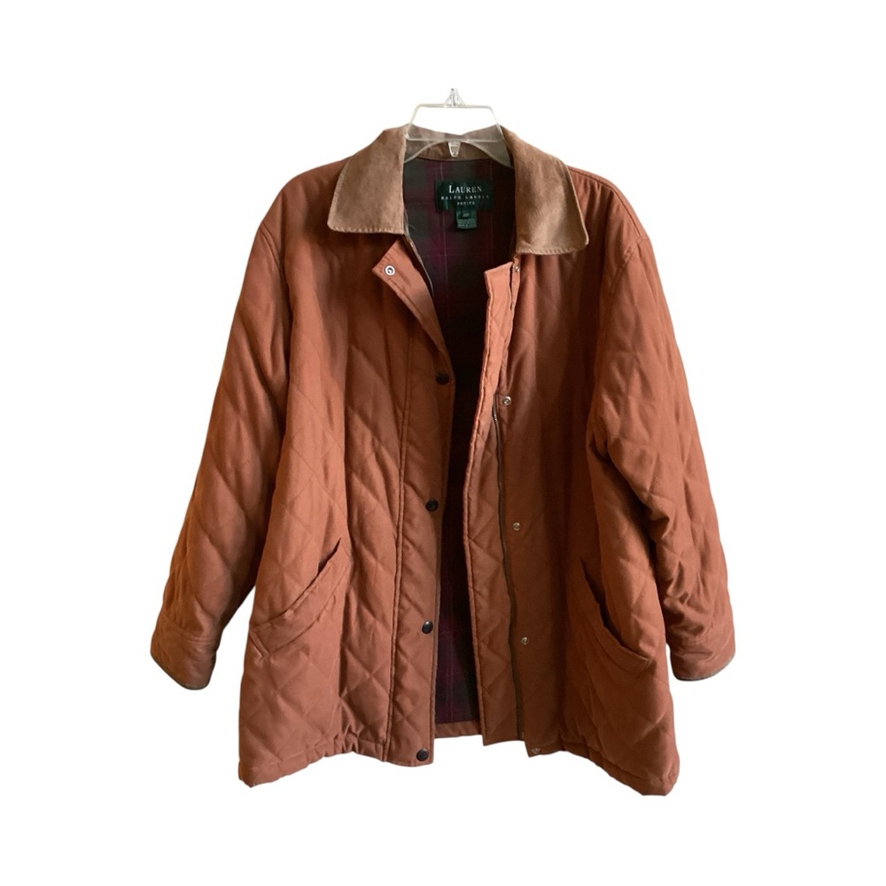 Lauren Ralph Lauren Lined Barn Coat Suede Trim Ladies Petite Size 12P - Picture 2 of 7